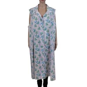 Lane Bryant Blue Green Floral Flowy Midi Button Down Plus Size Summer Dress 34W